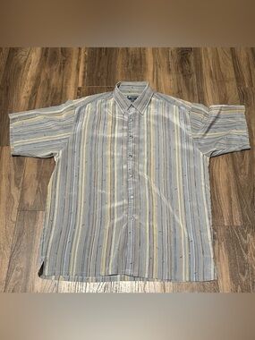 Bassiri Uomo Men’s Short Sleeve Microfiber Button Down Shirt L USA